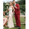 image:imageCOOFANDY Mens 2 Piece Suits Classic Fit 2 Button Dress Suits Tuxedo Jacket Blazer for Wedding Business Dinner PromRed