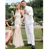 image:imageCOOFANDY Mens 2 Piece Suits Classic Fit 2 Button Dress Suits Tuxedo Jacket Blazer for Wedding Business Dinner PromWhite