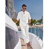 image:imageCOOFANDY Mens 2 Pieces Cotton Linen Set Long Sleeve Henley Shirts Casual Beach Pants With Pockets Summer Yoga OutfitsAll White