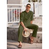 image:imageCOOFANDY Mens 2 Pieces Cotton Linen Set Long Sleeve Henley Shirts Casual Beach Pants With Pockets Summer Yoga OutfitsArmy Green