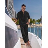image:imageCOOFANDY Mens 2 Pieces Cotton Linen Set Long Sleeve Henley Shirts Casual Beach Pants With Pockets Summer Yoga OutfitsBlack