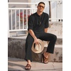 image:imageCOOFANDY Mens 2 Pieces Cotton Linen Set Long Sleeve Henley Shirts Casual Beach Pants With Pockets Summer Yoga OutfitsBlack