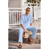 image:imageCOOFANDY Mens 2 Pieces Cotton Linen Set Long Sleeve Henley Shirts Casual Beach Pants With Pockets Summer Yoga OutfitsBlue