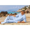 image:imageCOOFANDY Mens 2 Pieces Cotton Linen Set Long Sleeve Henley Shirts Casual Beach Pants With Pockets Summer Yoga OutfitsBlue