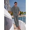 image:imageCOOFANDY Mens 2 Pieces Cotton Linen Set Long Sleeve Henley Shirts Casual Beach Pants With Pockets Summer Yoga OutfitsDark Grey