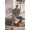 image:imageCOOFANDY Mens 2 Pieces Cotton Linen Set Long Sleeve Henley Shirts Casual Beach Pants With Pockets Summer Yoga OutfitsDark Grey