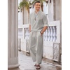 image:imageCOOFANDY Mens 2 Pieces Cotton Linen Set Long Sleeve Henley Shirts Casual Beach Pants With Pockets Summer Yoga OutfitsGrey