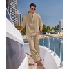 image:imageCOOFANDY Mens 2 Pieces Cotton Linen Set Long Sleeve Henley Shirts Casual Beach Pants With Pockets Summer Yoga OutfitsKhaki