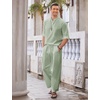 image:imageCOOFANDY Mens 2 Pieces Cotton Linen Set Long Sleeve Henley Shirts Casual Beach Pants With Pockets Summer Yoga OutfitsLight Green