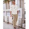 image:imageCOOFANDY Mens 2 Pieces Cotton Linen Set Long Sleeve Henley Shirts Casual Beach Pants With Pockets Summer Yoga OutfitsPalm Leaf