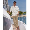 image:imageCOOFANDY Mens 2 Pieces Cotton Linen Set Long Sleeve Henley Shirts Casual Beach Pants With Pockets Summer Yoga OutfitsPalm Leaf