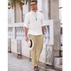 image:imageCOOFANDY Mens 2 Pieces Cotton Linen Set Long Sleeve Henley Shirts Casual Beach Pants With Pockets Summer Yoga OutfitsWhite  Khaki