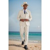 image:imageCOOFANDY Mens 3 Piece Linen Suits Casual Lightweight Blazer Jackets Vest Pants Set for Wedding Business PromBeige