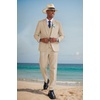 image:imageCOOFANDY Mens 3 Piece Linen Suits Casual Lightweight Blazer Jackets Vest Pants Set for Wedding Business PromKhaki