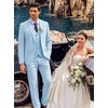 image:imageCOOFANDY Mens 3 Piece Linen Suits Casual Lightweight Blazer Jackets Vest Pants Set for Wedding Business PromLight Blue