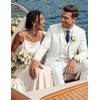 image:imageCOOFANDY Mens 3 Piece Linen Suits Casual Lightweight Blazer Jackets Vest Pants Set for Wedding Business PromWhite
