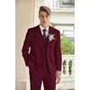 image:imageCOOFANDY Mens 3 Piece Linen Suits Casual Lightweight Blazer Jackets Vest Pants Set for Wedding Business PromWine Red