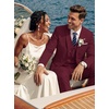 image:imageCOOFANDY Mens 3 Piece Linen Suits Casual Lightweight Blazer Jackets Vest Pants Set for Wedding Business PromWine Red