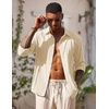 image:imageCOOFANDY Mens Beach Wedding Shirt Casual Long Sleeve Linen Shirts Lightweight Summer Button Up Shirts Beige