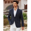 image:imageCOOFANDY Mens Blazer Casual Two Buttons Sport Coats Lightweight Suit JacketAcheckered Blazer  Navy Blue