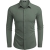 image:imageCOOFANDY Mens Business Dress Shirts Wrinkle Free Long Sleeve Regular Fit Dress Shirt Textured Casual Button Down ShirtsArmy Green