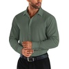 image:imageCOOFANDY Mens Business Dress Shirts Wrinkle Free Long Sleeve Regular Fit Dress Shirt Textured Casual Button Down ShirtsArmy Green