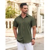 image:imageCOOFANDY Mens Button Down Shirt Short Sleeve Dress Shirt Casual Beach Summer Wedding ShirtArmy Green