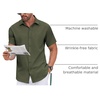 image:imageCOOFANDY Mens Button Down Shirt Short Sleeve Dress Shirt Casual Beach Summer Wedding ShirtArmy Green