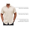 image:imageCOOFANDY Mens Button Down Shirt Short Sleeve Dress Shirt Casual Beach Summer Wedding ShirtBeige