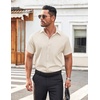 image:imageCOOFANDY Mens Button Down Shirt Short Sleeve Dress Shirt Casual Beach Summer Wedding ShirtBeige
