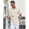 image:imageCOOFANDY Mens Button Down Shirt Short Sleeve Dress Shirt Casual Beach Summer Wedding ShirtBeige