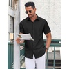image:imageCOOFANDY Mens Button Down Shirt Short Sleeve Dress Shirt Casual Beach Summer Wedding ShirtBlack