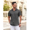 image:imageCOOFANDY Mens Button Down Shirt Short Sleeve Dress Shirt Casual Beach Summer Wedding ShirtDark Grey