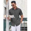 image:imageCOOFANDY Mens Button Down Shirt Short Sleeve Dress Shirt Casual Beach Summer Wedding ShirtDark Grey