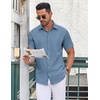 image:imageCOOFANDY Mens Button Down Shirt Short Sleeve Dress Shirt Casual Beach Summer Wedding ShirtGrey Blue