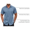 image:imageCOOFANDY Mens Button Down Shirt Short Sleeve Dress Shirt Casual Beach Summer Wedding ShirtGrey Blue