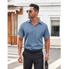 image:imageCOOFANDY Mens Button Down Shirt Short Sleeve Dress Shirt Casual Beach Summer Wedding ShirtGrey Blue