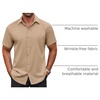 image:imageCOOFANDY Mens Button Down Shirt Short Sleeve Dress Shirt Casual Beach Summer Wedding ShirtKhaki