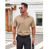 image:imageCOOFANDY Mens Button Down Shirt Short Sleeve Dress Shirt Casual Beach Summer Wedding ShirtKhaki
