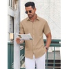 image:imageCOOFANDY Mens Button Down Shirt Short Sleeve Dress Shirt Casual Beach Summer Wedding ShirtKhaki
