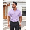 image:imageCOOFANDY Mens Button Down Shirt Short Sleeve Dress Shirt Casual Beach Summer Wedding ShirtLavender