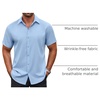 image:imageCOOFANDY Mens Button Down Shirt Short Sleeve Dress Shirt Casual Beach Summer Wedding ShirtLight Blue