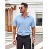 image:imageCOOFANDY Mens Button Down Shirt Short Sleeve Dress Shirt Casual Beach Summer Wedding ShirtLight Blue