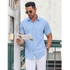 image:imageCOOFANDY Mens Button Down Shirt Short Sleeve Dress Shirt Casual Beach Summer Wedding ShirtLight Blue