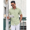 image:imageCOOFANDY Mens Button Down Shirt Short Sleeve Dress Shirt Casual Beach Summer Wedding ShirtLight Green