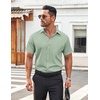 image:imageCOOFANDY Mens Button Down Shirt Short Sleeve Dress Shirt Casual Beach Summer Wedding ShirtLight Greenflower