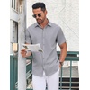 image:imageCOOFANDY Mens Button Down Shirt Short Sleeve Dress Shirt Casual Beach Summer Wedding ShirtLight Grey