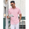 image:imageCOOFANDY Mens Button Down Shirt Short Sleeve Dress Shirt Casual Beach Summer Wedding ShirtLight Pink