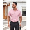 image:imageCOOFANDY Mens Button Down Shirt Short Sleeve Dress Shirt Casual Beach Summer Wedding ShirtLight Pink