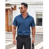image:imageCOOFANDY Mens Button Down Shirt Short Sleeve Dress Shirt Casual Beach Summer Wedding ShirtNavy Blue